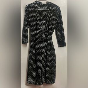 Calvin Klein Monochrome Patterned Long Sleeve Dress